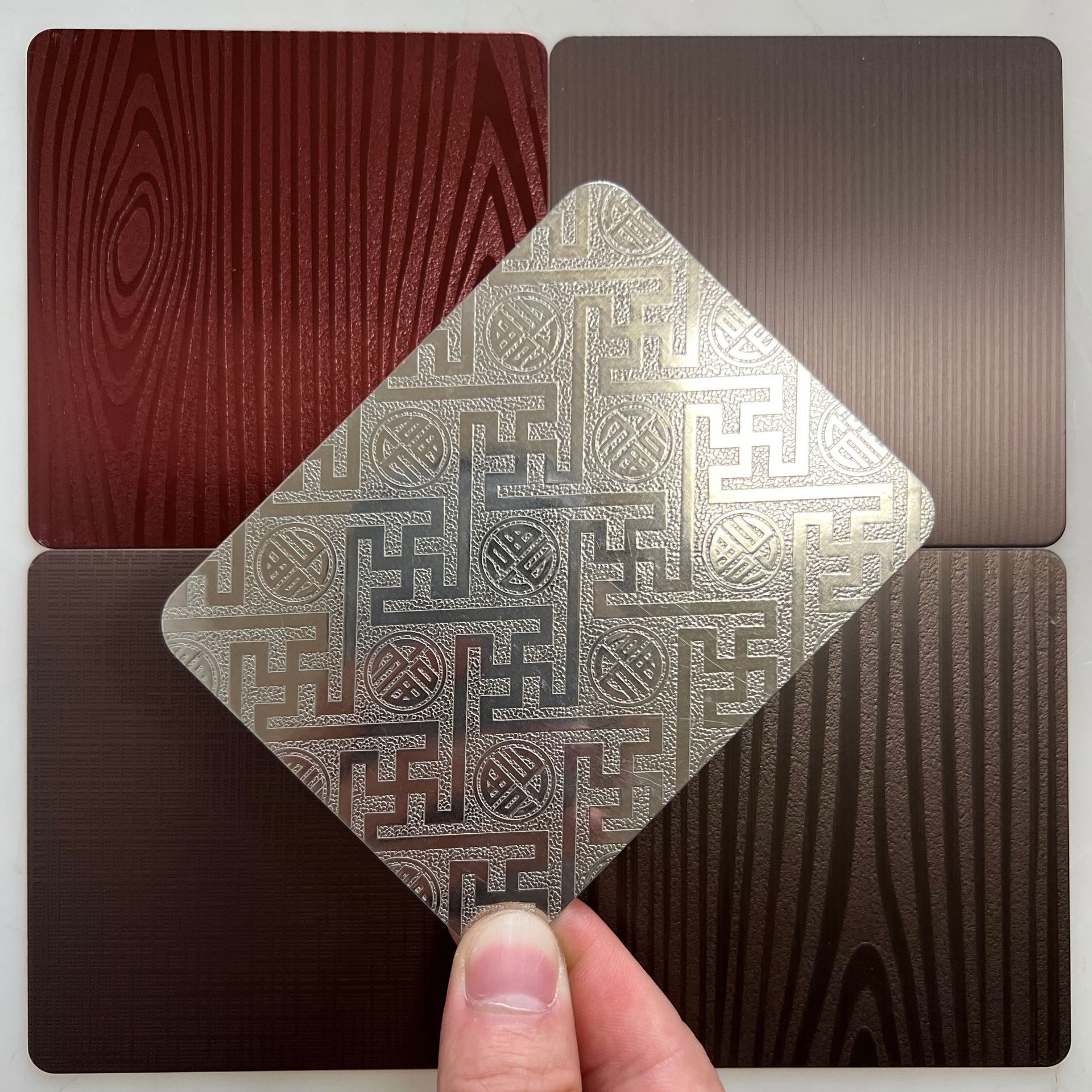 不锈钢蚀刻 压花花纹彩色板 玫瑰金仿铜镜面腐蚀图案电梯门板装饰