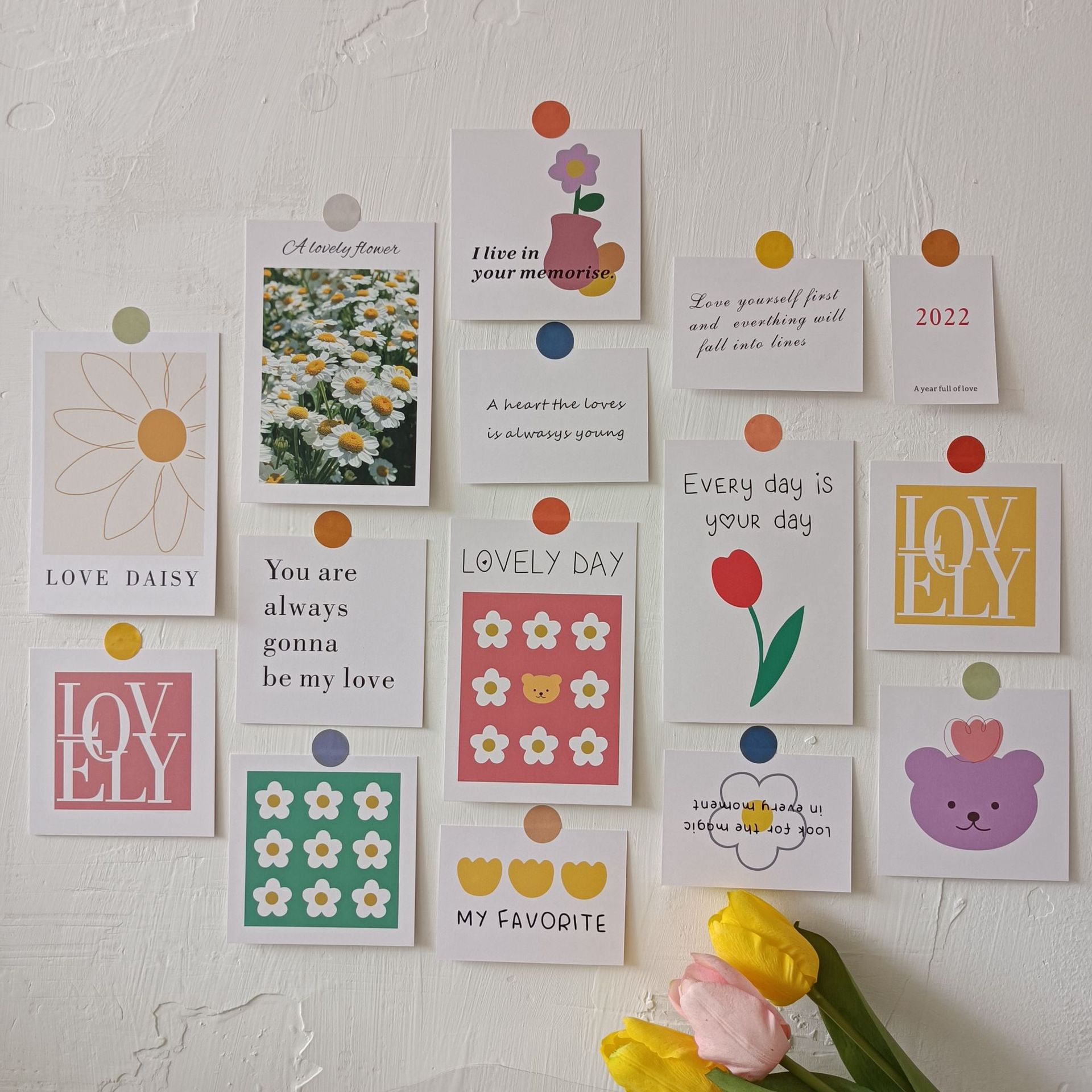 love daisy系列 ins韩风雏菊花朵卡片卧室寝室墙面装饰背景贴画