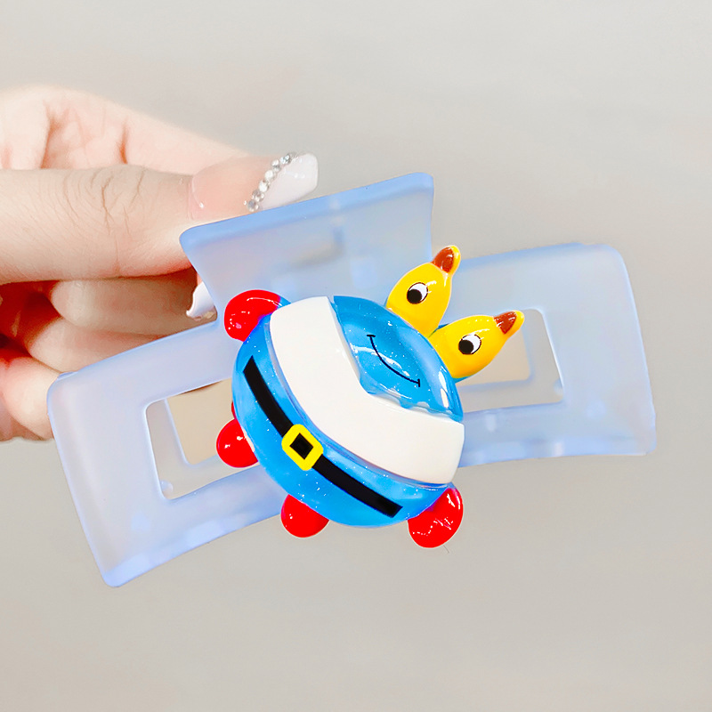 Rectangular Frosted Cartoon Sponge Baby Series Grip Shark Clip 8.5cm Back Head Hair Hoop for Braid Internet Influencer Hair Clip