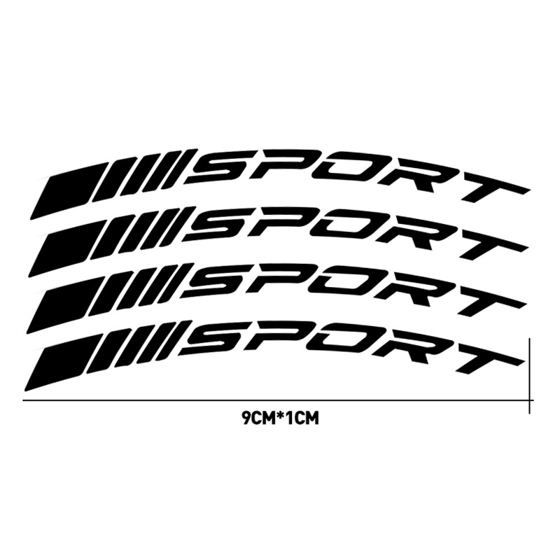 跨境新品反光车贴轮圈贴sport运动拉花斜纹英文字母车身贴4pcs