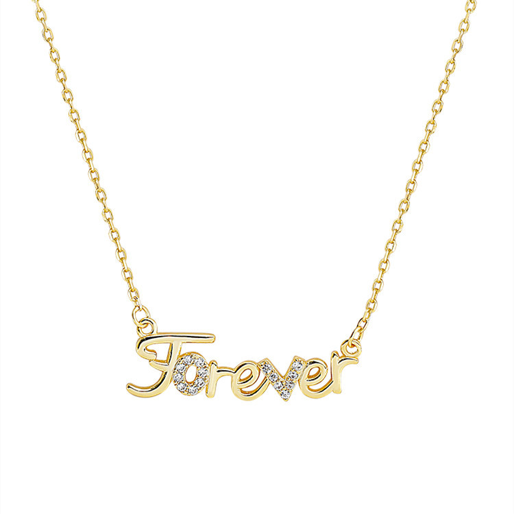 情人节forever字母项链女小众设计感锁骨情侣礼物2021年爱情信物