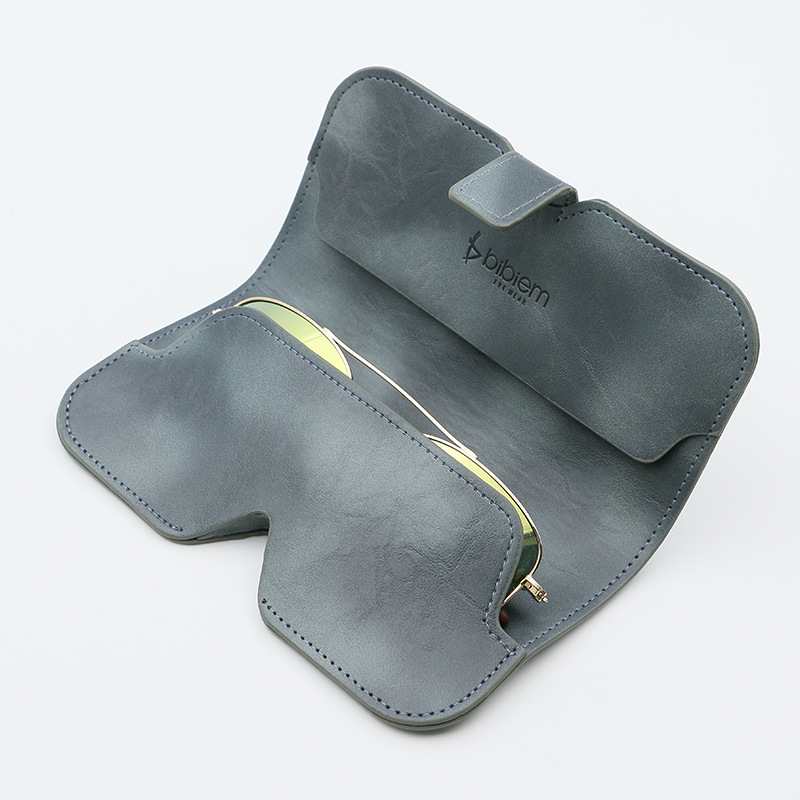 Glasses Case Genuine Leather Glasses Case Artistic Simple Sunglasses Bag Portable Summer Myopia Glasses Leather Soft Case