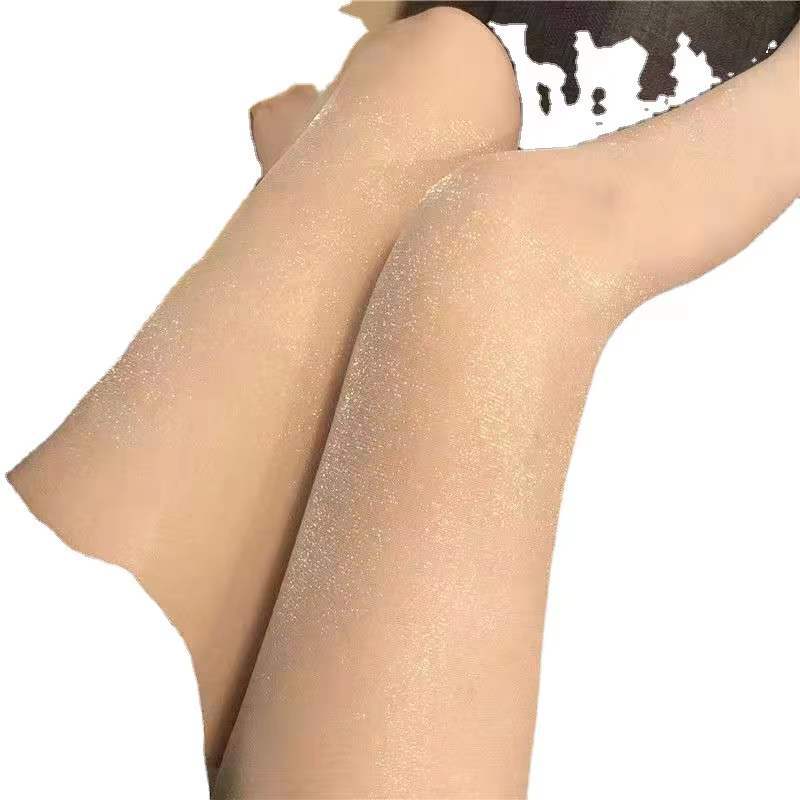 薄款一线裆珠光亮丝微闪透肉丝袜连裤袜光腿神器月光灰亮光丝袜