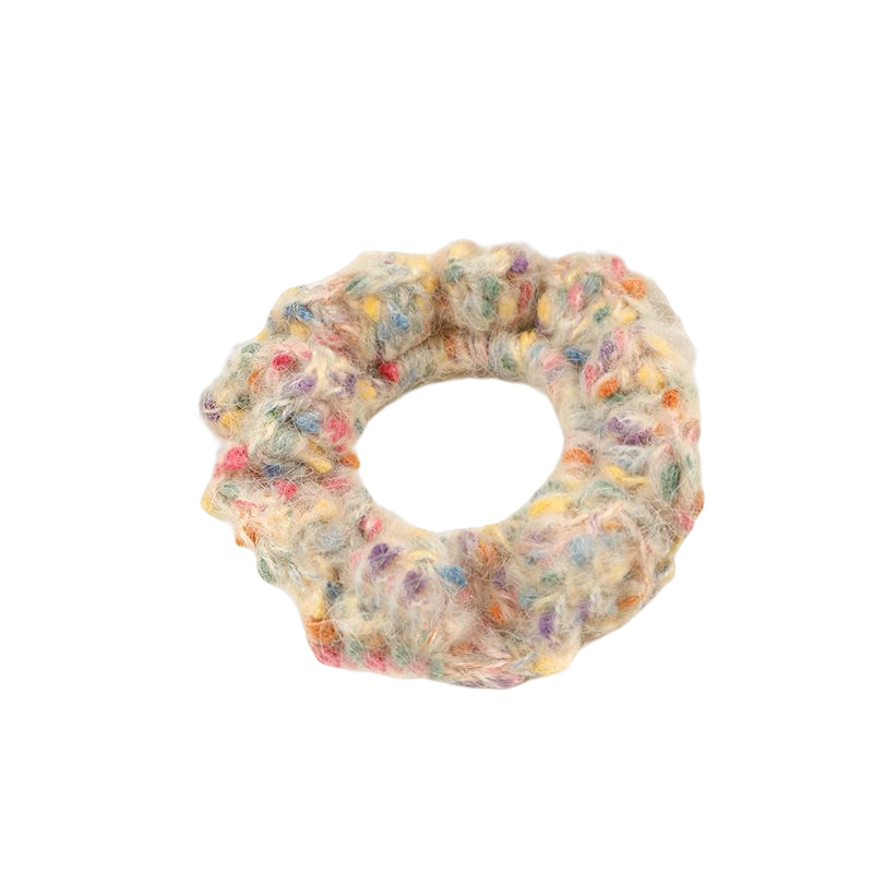 Autumn and Winter Plush Woven Candy Color Lace Hair Rope Hair Ring Does Not Hurt Hair Elastic Rubber Band Hair Band Hair Accessories