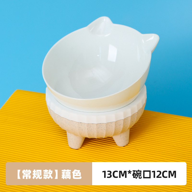 Popular Pet Tall Bowl Oblique Mouth Cat Food Holder Drinking Bowl Protective Cervical Spine Anti-Tumble Pet Tableware Wholesale
