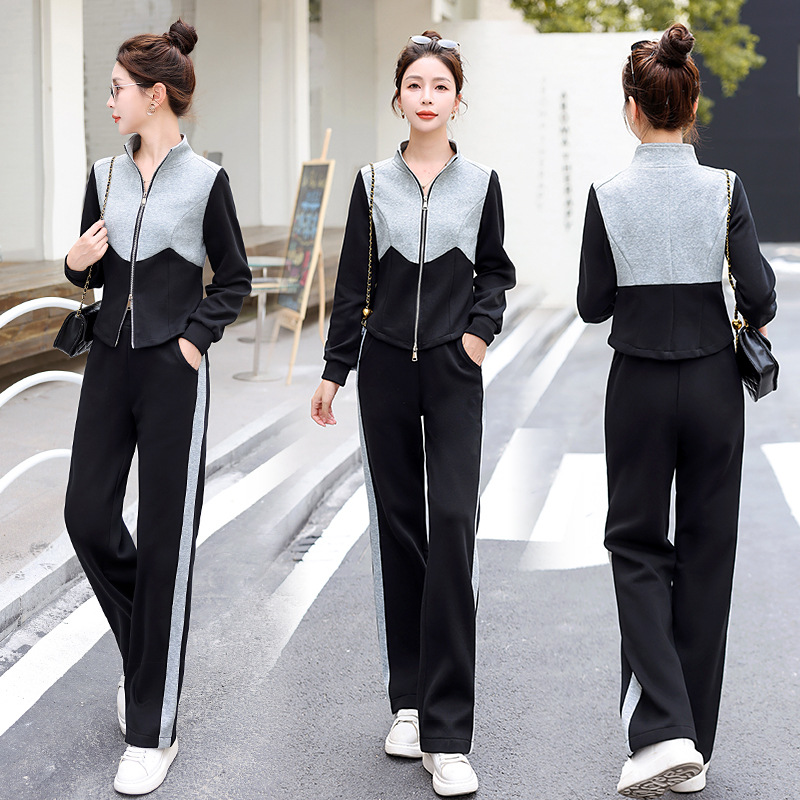 运动服套装女时尚连帽卫衣两件套胖mm200斤2023新款春秋季洋气时尚