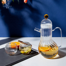 晶淳  耐热高硼硅玻璃茶壶套装一壶两杯 高级感客厅装饰