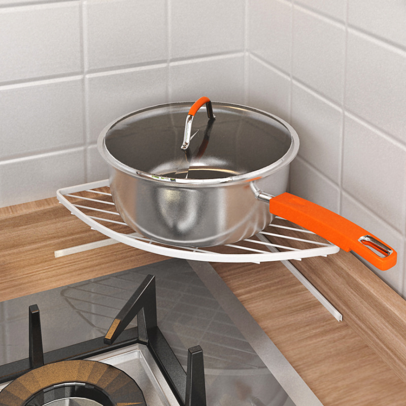 厨房放奶锅架三角置物架 台面防烫转角收纳靠墙窄边角海绵沥水架