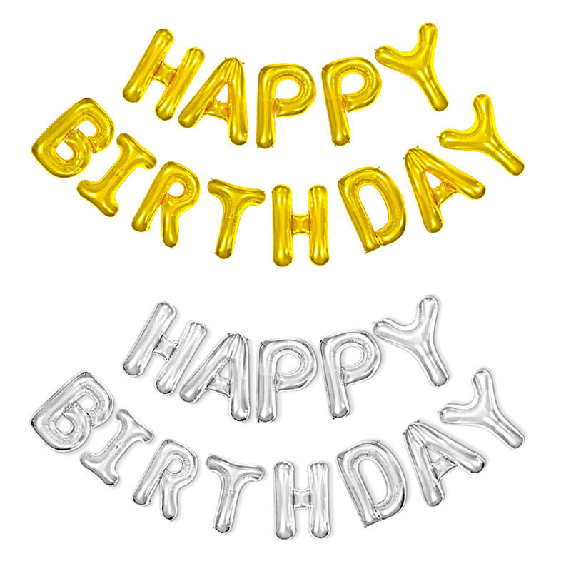 16-Inch 32-Inch Letter Aluminum Balloon Happy Birthday Balloon Set Happy Birthday Party Decoration