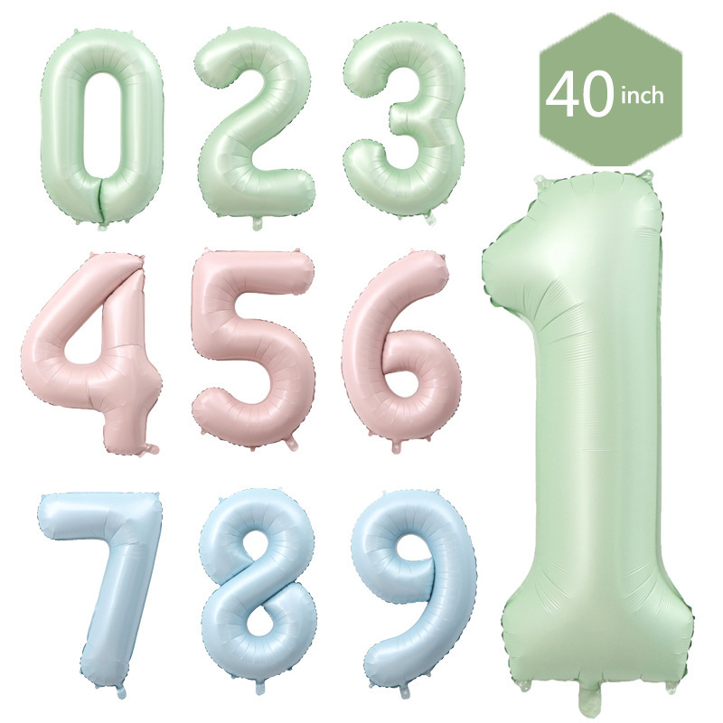 40-Inch Digital Aluminum Balloon Olive Green Baby Powder Birthday Party Photo Props Layout Decorative Gift Wholesale