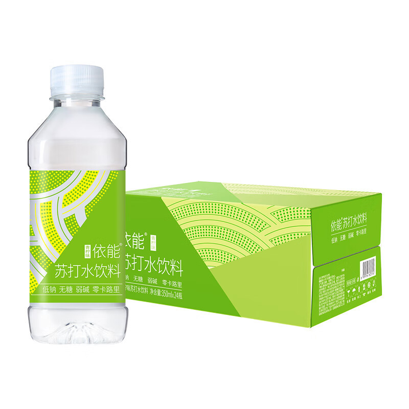 依能青柠檬味无糖0卡无汽弱碱 苏打水饮料350ml*24瓶整箱装瓶装