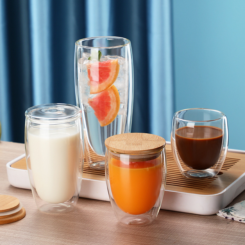 egg-shaped double-layer simplicity glass borosilicate tea cup transparent milk drink cup heat-resistant coffee cup wholesale