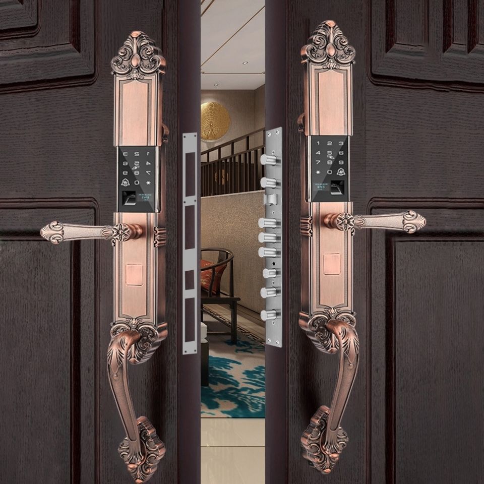 农村大门改装防水长拉别墅双开电子锁复古锁锁指纹定样式-阿里巴巴