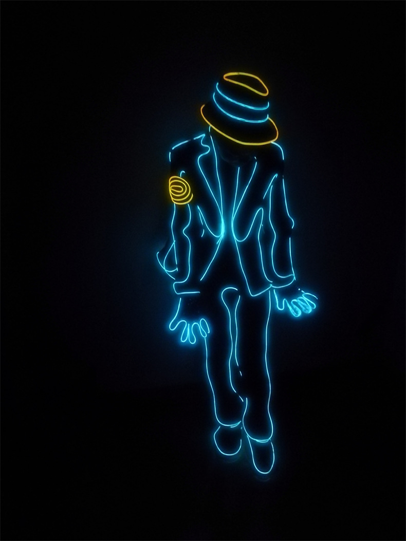 抖音爵士荧光舞表演服道具led发光衣激光舞蹈电光舞演出el光线