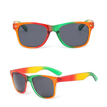 塑料促销彩虹透明太阳镜批发镜面反光彩膜镜片墨镜FDA太阳眼镜