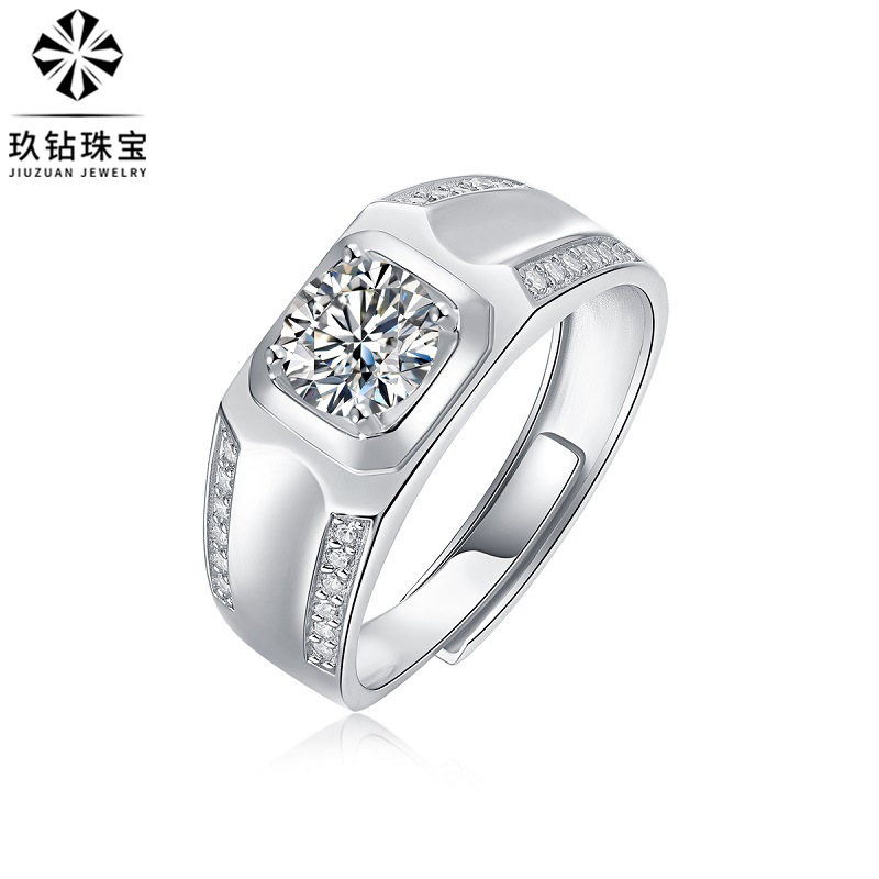 s925银戒子莫桑石阿波罗男戒指霸气情侣新款指环直播热卖婚戒批发