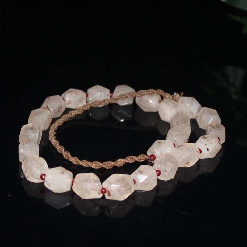 古珠老珠子 老水晶八棱珠项链 白水晶项链批发收藏品 古玩杂项