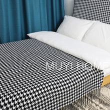JZ48现代简约黑白千鸟格装饰毯沙发毯民宿样板间床尾毯床旗搭巾盖