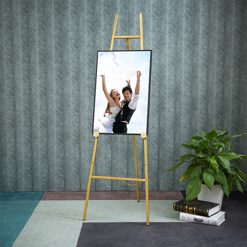 欧式金色铁艺油画架相框架落地支架展示架海报架照片托架婚庆画架