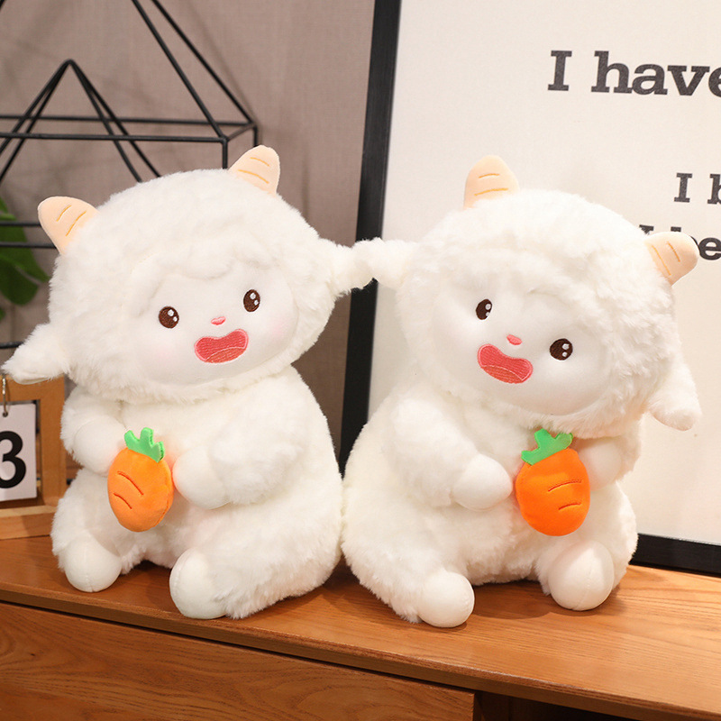 跨境新品绵羊公仔头可转动小羊毛绒玩具儿童安抚玩偶女生生日礼物