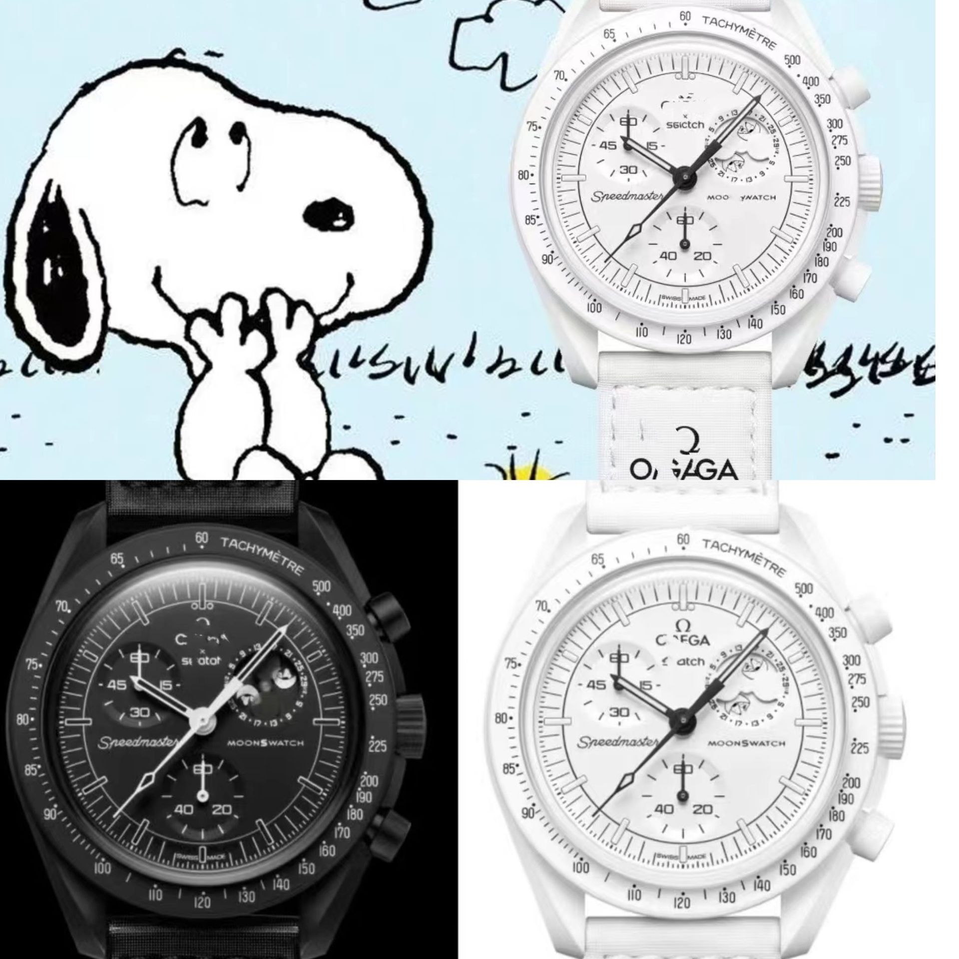 外贸热销爆款史努比联名款月球太空登月任务六针计时石英手表代发