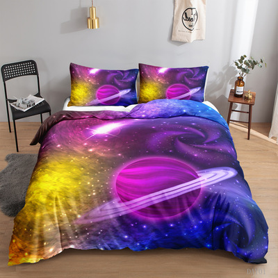 跨境星空行星3d数码印花被套床上用品ebay三件套外贸