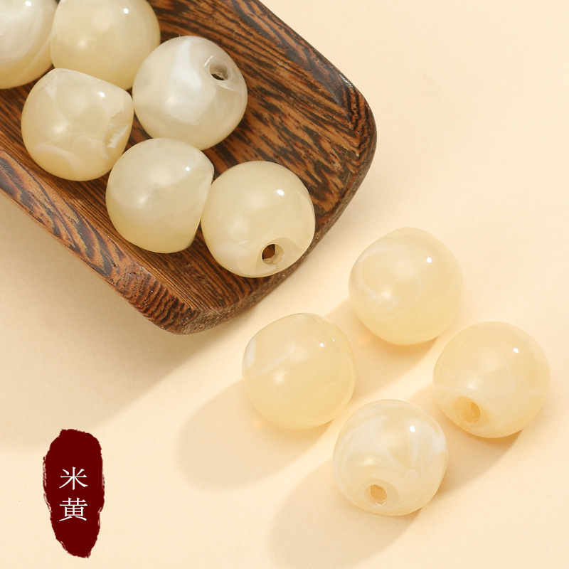 Cheongsam Frog Button Button Chinese Two-Color Pearl Buckle Partial Hole Imitation Jade round Beads Tang Costume Han Costume Button Accessories