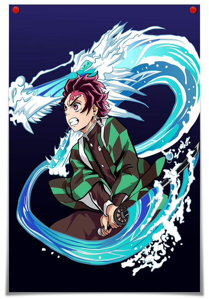 跨境代发wish,ebay灶门炭治郎动画人物海报绘画帆布图片阳台装饰