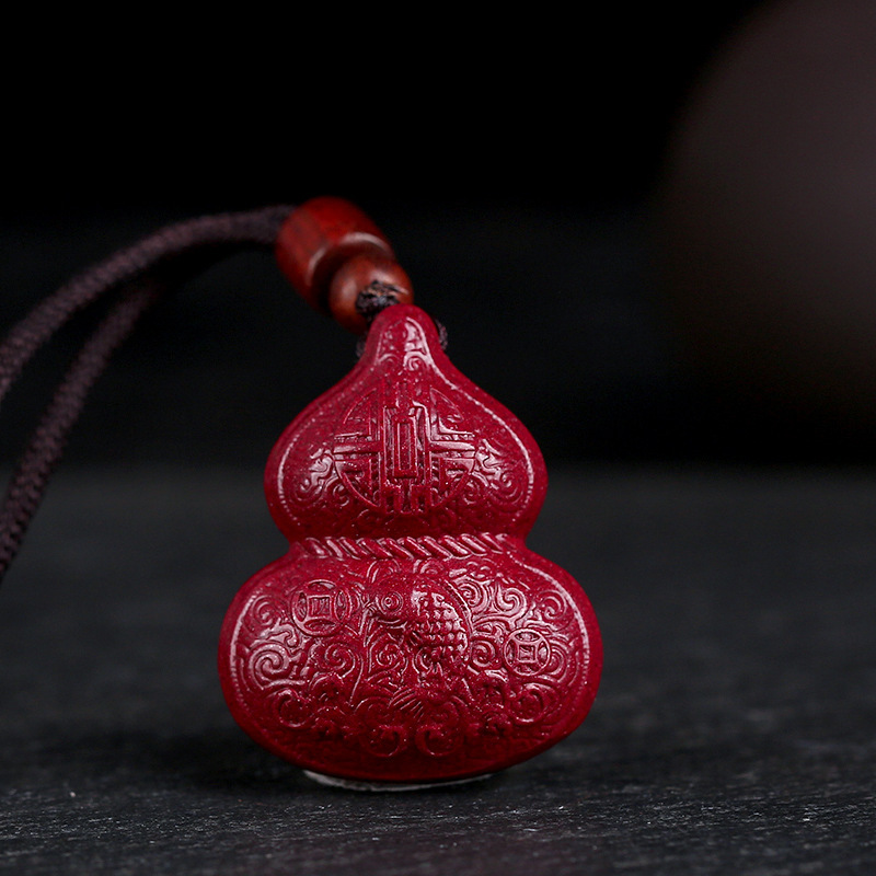 朱砂批发原矿朱砂年年有鱼宝葫芦挂件吊坠高含量紫金