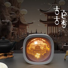 中秋节纸雕灯生日中秋文创促销小夜灯毕业古城摆件节日礼品纸雕灯