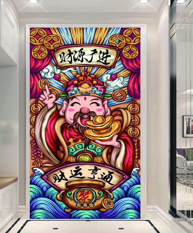 diy方钻满钻钻石画财源广进财运亨通财神爷粘贴钻点钻十字绣带钻