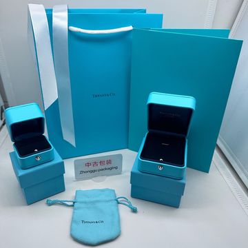 t家绿色皮盒戒指项链手链手镯包装盒k金版蒂家戒指皮盒礼盒包装全