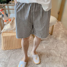 包邮睡裤男夏季纯棉薄款短裤可外穿日系格子加大码家居五