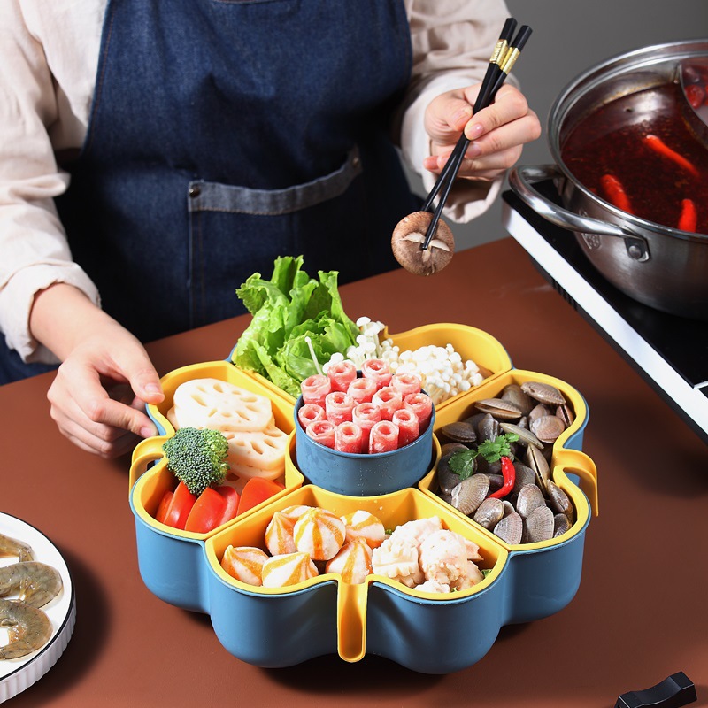 多功能配菜盘火锅菜盘配菜盘拼盘家用分格盘餐具碟子装菜盘子多层