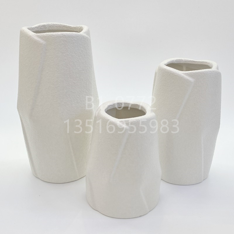 Simple Nordic Ceramic Vase White Ins Style Ceramic Flowerpot Modern Flower Arrangement Bed & Breakfast Desktop Office Ornaments