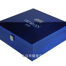 厂家高档钢琴漆包装礼品木盒 烤漆蓝色木盒 高亮光木盒高端木盒