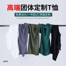 200G精梳棉纯色圆领短袖t恤定制男女工作服广告衫班服印字印logo