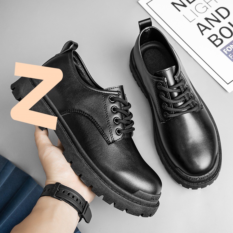 黑色大头皮鞋男士夏季商务正装英伦风小皮鞋软底休闲潮鞋春秋款潮