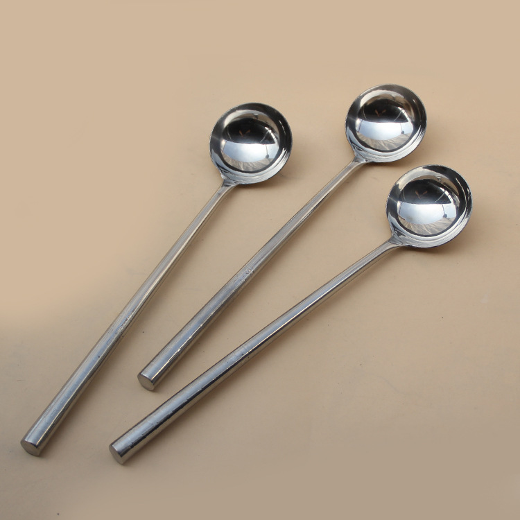 全钢柄分菜勺3两分餐勺打菜勺加长手柄防烫厨勺餐厅厨师炒勺子铁