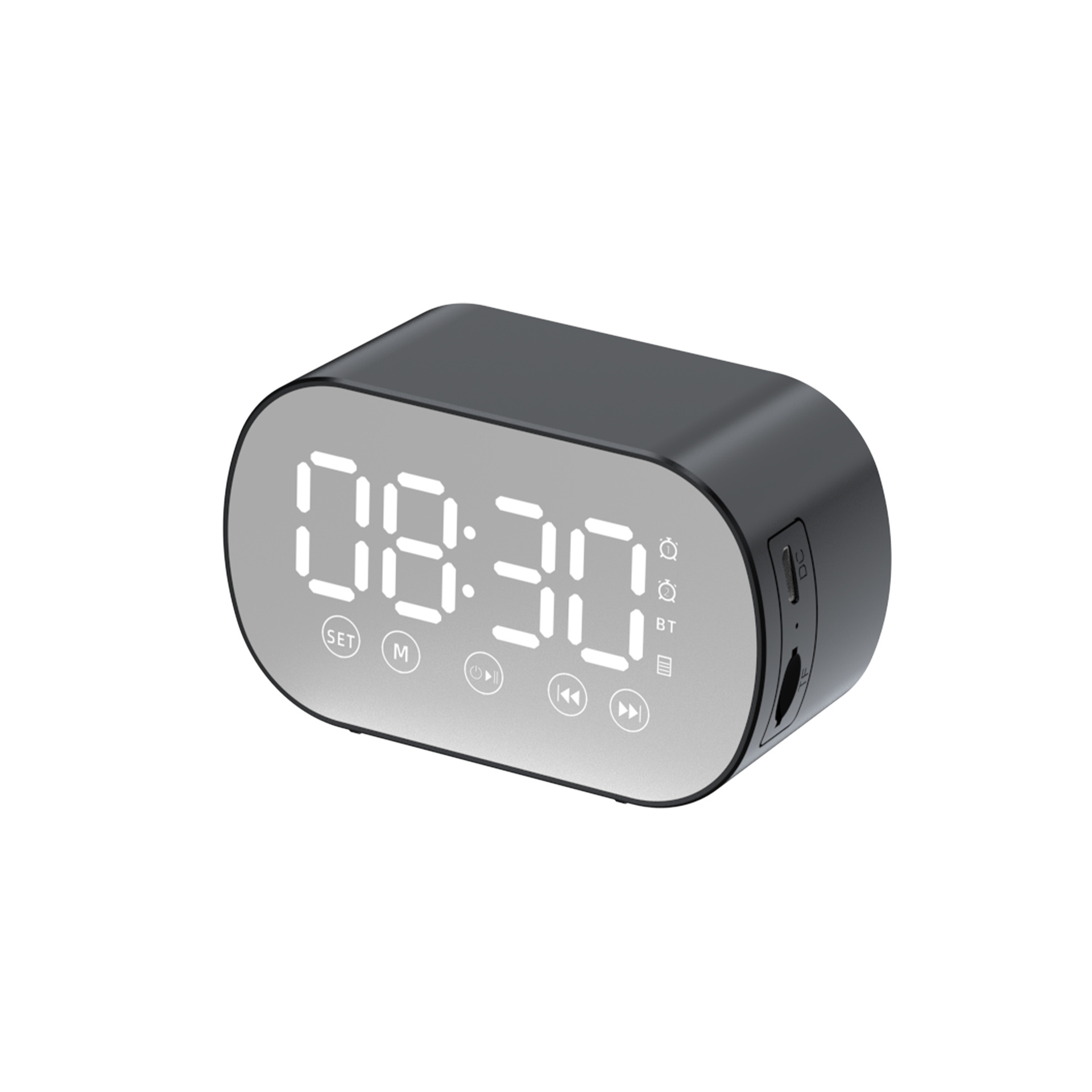Cross-Border Hot Smart AI Bluetooth Speaker Student Household Mirror Clock Alarm Clock Mini Pluggable Radio Audio