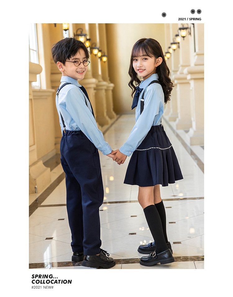 儿童合唱演出服男女花童六一朗诵中小学生表演服装毕业照背带套装