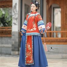 复古中式婚礼传统汉服喜娘服清朝古装女少奶奶服摄影绣花