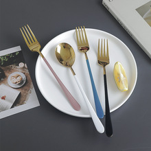 北欧不锈钢餐具西餐牛排叉勺金色批发美食摆件拍照摄影道具背景