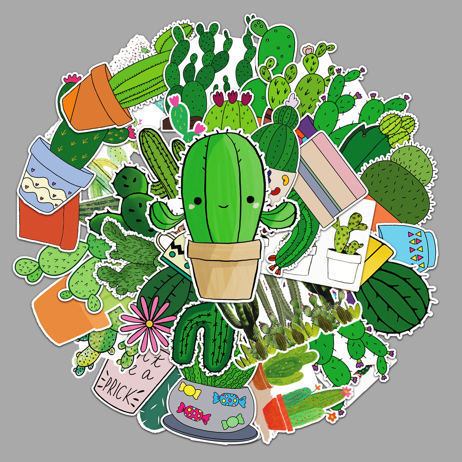 50张仙人掌创意潮流涂鸦贴纸行李箱笔记本电脑汽车外贸装饰贴纸