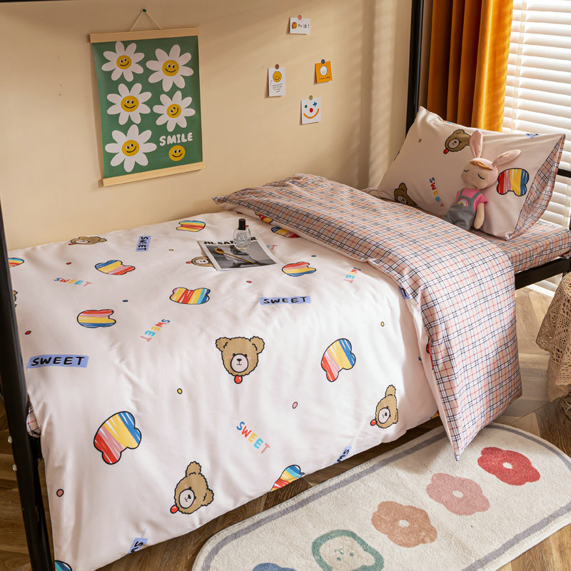 Student Dormitory Bed Three-Piece Summer Bedroom Upper and Lower Bed Single Quilt Cover Quilt Pure Cotton Six-Piece Set