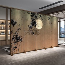 砉x新中式屏风隔断客厅茶室酒店进门玄关装饰简易可折叠移动竹子