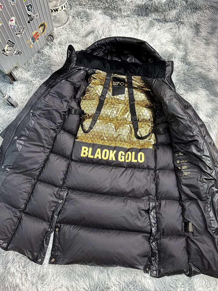 Real Goose down! 2023 Winter New Product Men's and Women's Same Popular Heavy Black Gold Thickened Light Luxury Mid-Length down Jacket