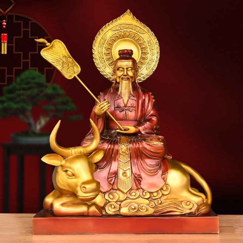 铜太上老君铜像黄铜老君骑牛道德天尊摆件家用供养祖师铜像加大号
