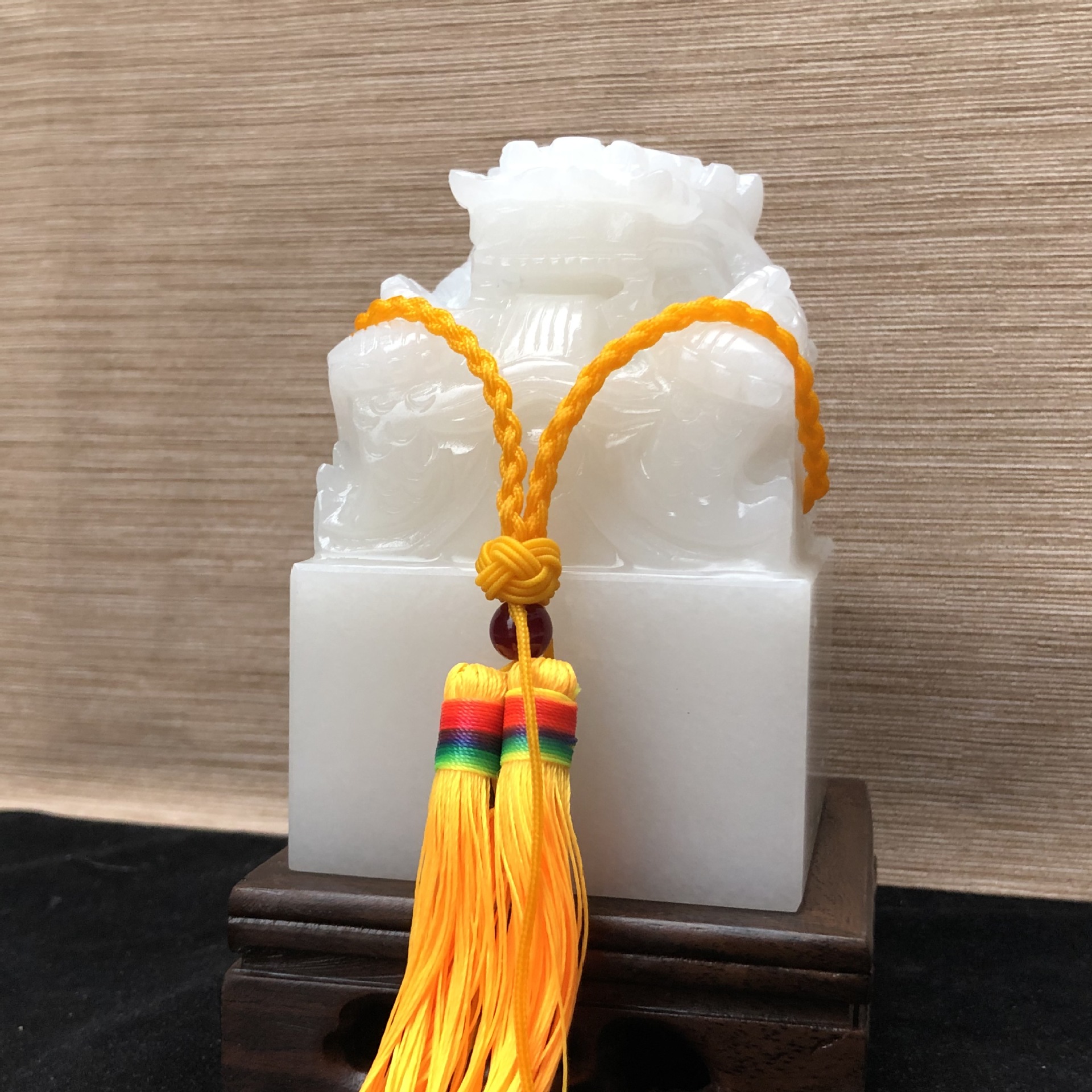 阿富汗白玉龙头印章玉玺白玉羊脂级汉白玉龙头刻玉玺家庭客厅摆件