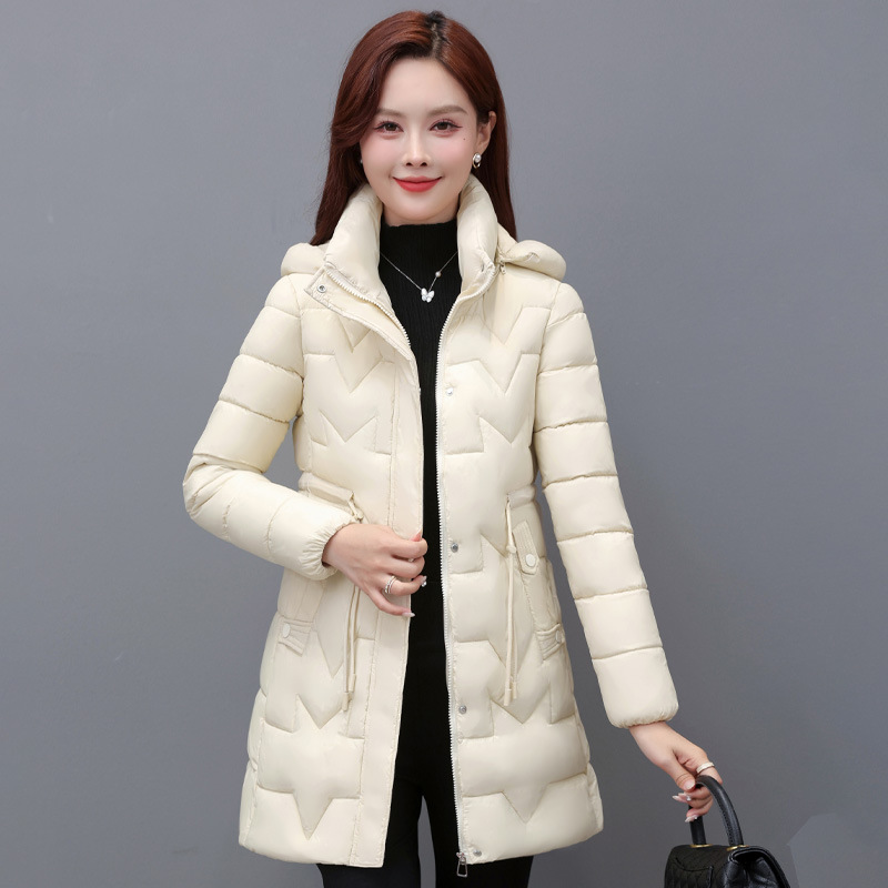 Parqian 2023 Autumn and Winter New Slim Fit Slimming and Fashionable Women's Warm Clothing Ladies Mid-Length Cotton Clothing